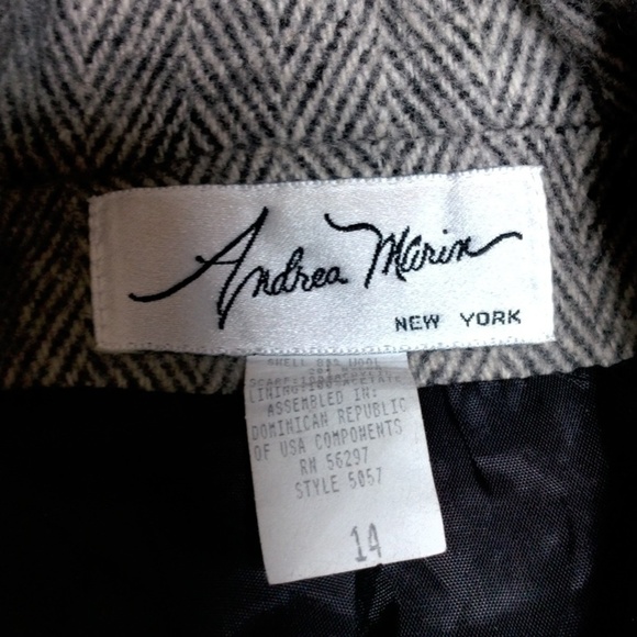 Andrea Marin new York size 14 wool blend einter coat 3/4 length black/white - Picture 9 of 11